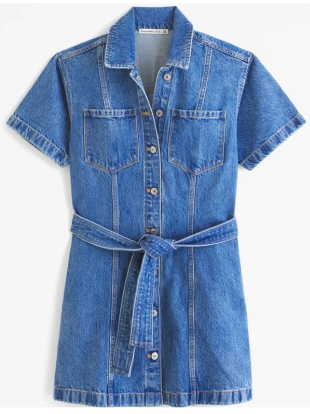 Abercrombie & Fitch Utility 90s Y2K Western Cowgirl Belted Denim Jean Dress L - Picture 13 of 13